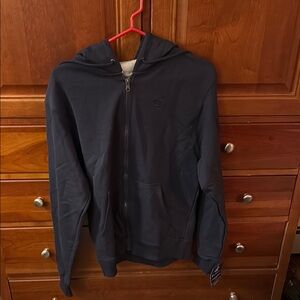 NWT heavy weight navy champion hooded zip up sweatshirt. Two pockets.